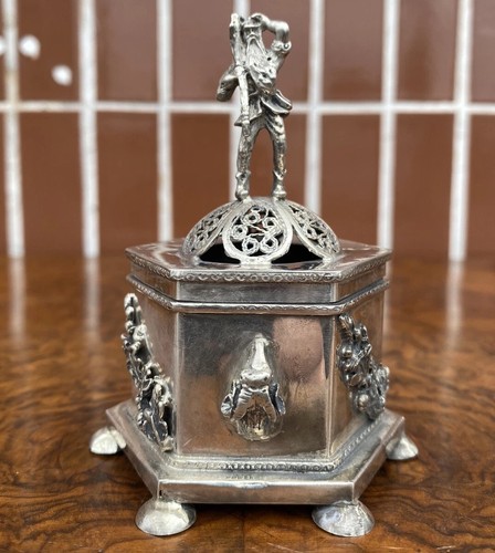 Tintenfass silberdose silber - tintenfass,